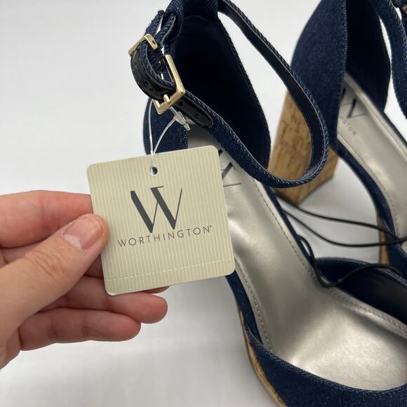 Worthington Womens Panama Block Heel Pumps Denim Size 9.5M - Picture 3 of 12